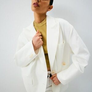 Tibi Liam Blazer Women’s XS Handspun Cotton Ivory Oversized Minimalist Capsule